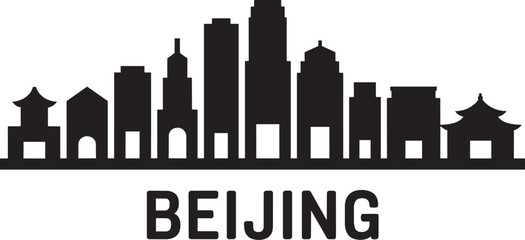 Fototapeta premium Beijing china city skyline silhouette icon isolated with famous buildings and landmarks