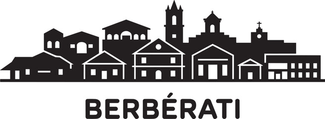 Naklejka premium Berberati city skyline silhouette vector with central african republic architectural buildings