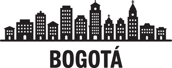 Naklejka premium Bogota colombia city skyline silhouette icon illustration travel landmark cityscape outline vector
