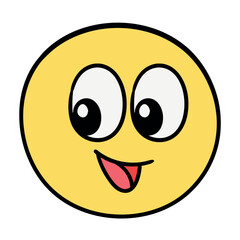 Yellow Smiley Face Emoji with Eyes Looking Sideways Illustration Vector