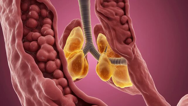 Animated 3D journey through bronchial submucosal glands