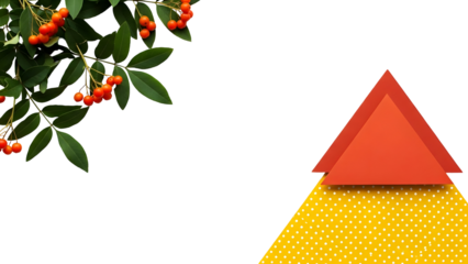 Vibrant berry branch with polka dot background