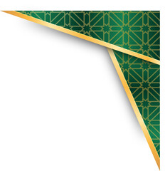 Elegant Green and Gold Geometric Corner Design with Islamic Pattern