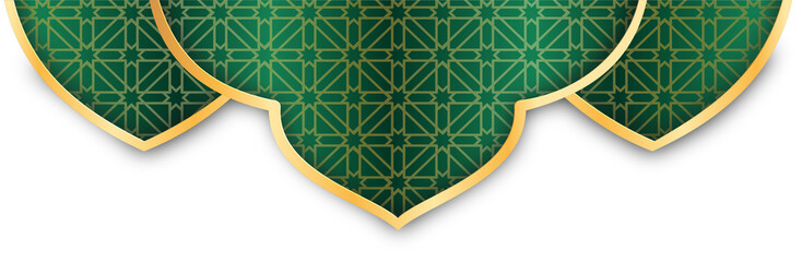 Elegant Green Gold Islamic Geometric Pattern Design Element