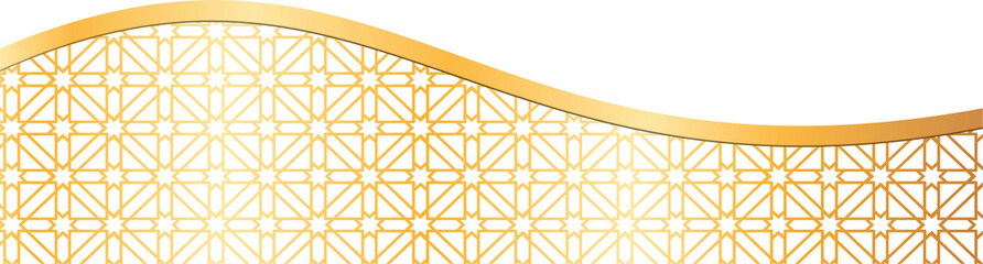 Elegant Golden Geometric Pattern Background with Wavy Top Edge and Copy Space