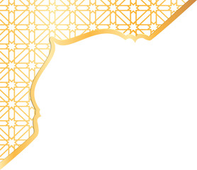 Elegant Golden Islamic Geometric Pattern Corner Frame on White Background