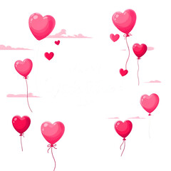 Floating hearts balloons