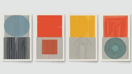 Vibrant geometric art pieces on display