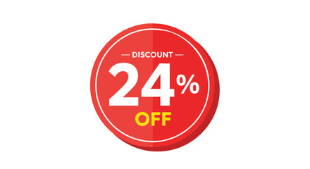 Eye-catching circular red promotional badge displaying a compelling 24 percent discount opportunity for consumers seeking significant savings on