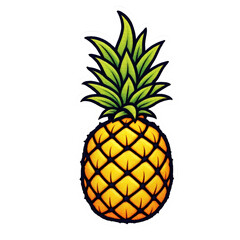 Embroidered Pineapple Patch Sticker, Stitched Patchwork Icon Isolated on Transparent PNG Background