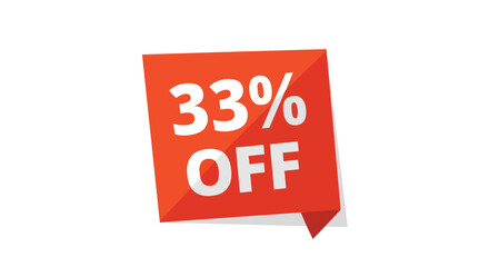 Vibrant orange discount tag showcasing a significant thirty-three percent off, perfect for promotional events and attracting customers seeking