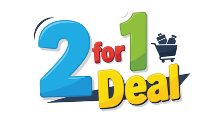 Vibrant two for one deal graphic for retail promotions symbolizing great savings and value