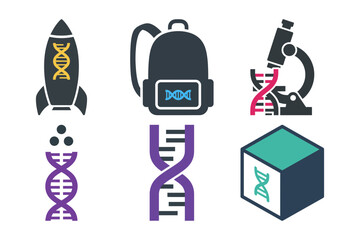 DNA strand flat color line art bold outline vertical double helix with thick rails vector illustration