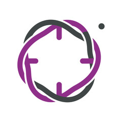 DNA Strand Flatcolor Technology Silhouette Collection � Cube, Hourglass, Gear Circle, Circuit Path, Seed Sprout & Lock Concept Vector