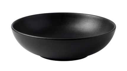 Elegant matte black ceramic deep serving bowl for modern culinary presentation on transparent background
