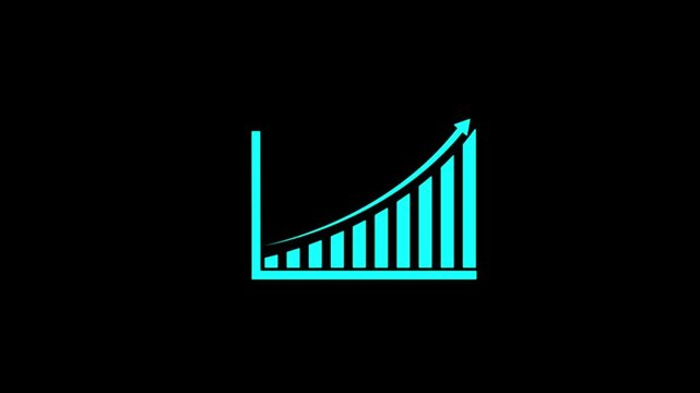 Abstract glowing business graph chart animation. graph chart showing marketing sales profit target growth in future. Animated up graph icon design in flat icon style. business up graph with arrow. 4k 