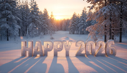 A frozen mountain road winds through a snowy forest landscape at sunset, where white frost blankets the trees under a cold blue winter sky in this serene nature scene 2026 