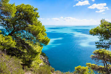 Stunning white cliffs and turquoise waters at Vignanotica Beach, Gargano National Park, Apulia, Italy