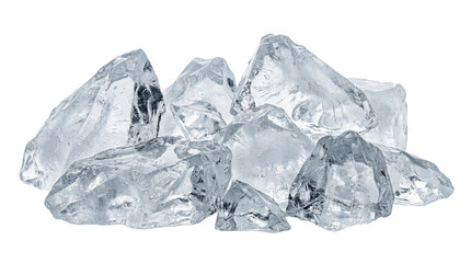 Obraz premium A pile of jagged, clear, frozen water shards reflecting light on transparent background