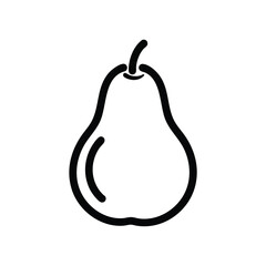 Simple Black Outline Drawing of a Fresh Pear Fruit.