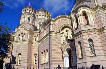 Fototapeta premium Revelation of Christ Church (Latvian: Kristus Apskaidrosanas pareizticigo baznica) is an Orthodox church in Riga, the capital of Latvia. 