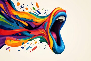 Open mouth with flowing ideas and emotions