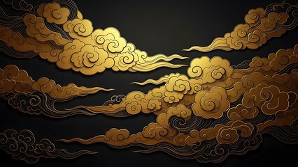 Golden clouds on dark background