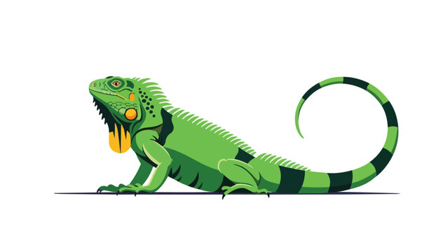 A stunning green iguana vector illustration, vibrant and detailed, perfect for showcasing exotic wildlife with its unique scales and bright dewlap,