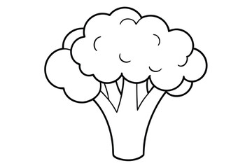 broccoli silhouette line art vector illustration with a white background