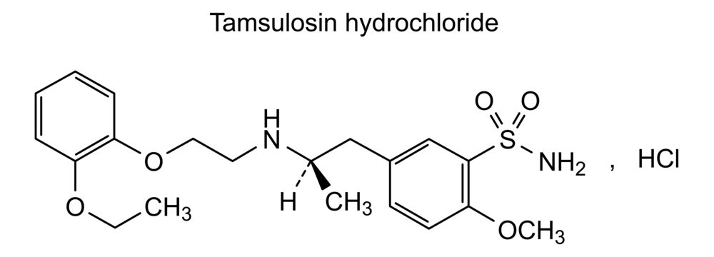 Tamsulosin hydrochloride, chemical structure of tamsulosin hydrochloride, drug substance