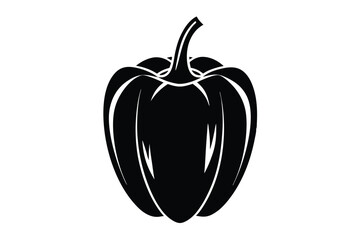 bell pepper silhouette line art vector illustration with a white background