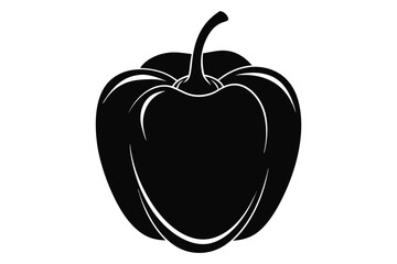 Obraz premium bell pepper silhouette line art vector illustration with a white background