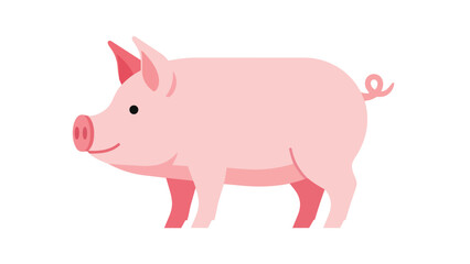 Charming illustration of a cheerful pink pig standing sideways with a gentle smile a delightful farm animal graphic depicting a happy hog for