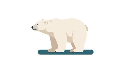 Fototapeta premium Minimalist arctic polar bear illustration standing peacefully on a sturdy ice floe representation a charming digital rendering of a resilient