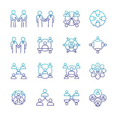 Business Networking Handshake and Team Collaboration Icons.