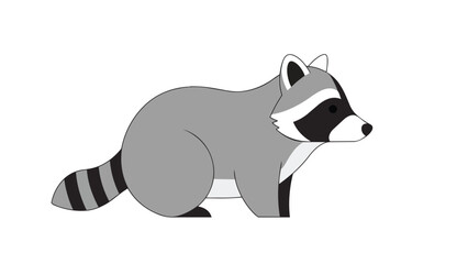 Fototapeta premium Simple graphic portrayal of a masked nocturnal mammal with striped tail in a clean, isolated studio setting
