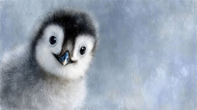   A monochromatic depiction of a bird with a blue beak and feathers that match its body color