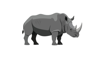 Obraz premium Powerful Rhinoceros Graphic: Majestic African Wildlife Illustration on Pristine White Background, a Symbol of Strength