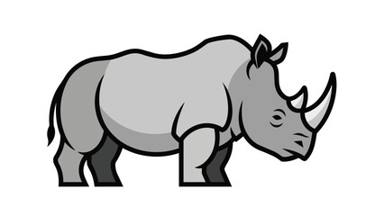 Obraz premium A stylized rhinoceros graphic, presenting a powerful safari animal with minimalist lines, ideal for modern design applications and educational