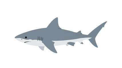 Naklejka premium A simplified graphic depiction of a majestic shark, illustrating its streamlined form and iconic features, a symbolic representation of ocean