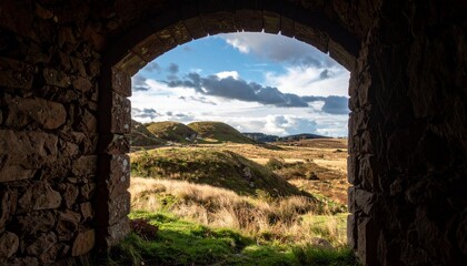 Historic Stone Archway Framing Scenic Hillside for Cultural Travel Photography and Architectural Landscape Inspiration