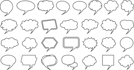 Speech and Thought Bubbles. Flat Line Art Chat Icons