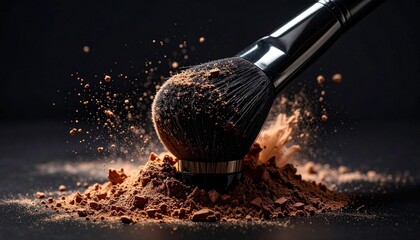 Makeup Brushes Colliding with Powder Burst for Beauty Product Photography and Cosmetic Texture Motion Inspiration