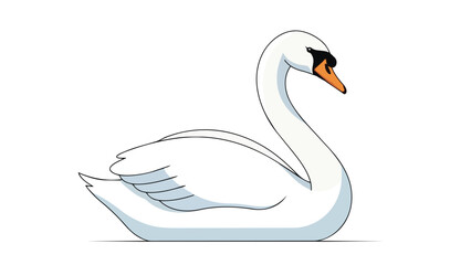 Graceful White Swan Illustration Serene Waterfowl Vector Art Minimalist Avian Design with a calm demeanor and elegant posture isolated on white