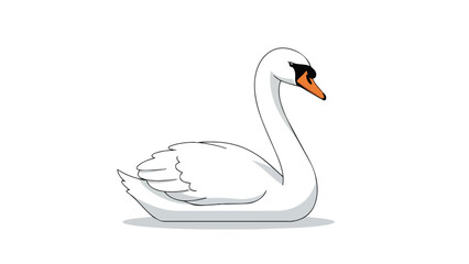 Elegant white swan illustration with graceful neck and vivid orange beak on a clear background