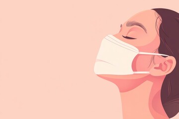 Person removing face mask and breathing freely