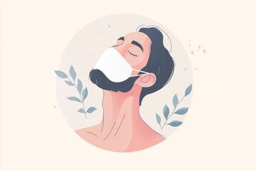 Calm moment of relief after removing face mask