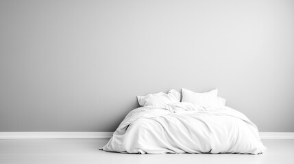 Modern Cozy Bed with White Bedding in Minimal Setting