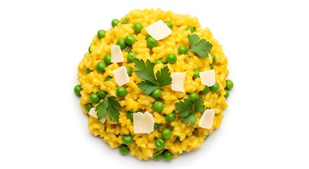 Delicious Risotto with Peas and Parmesan Cheese.