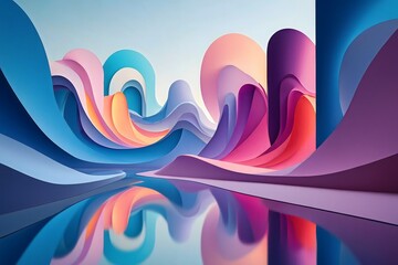 Abstract Colorful Wave Reflection - Modern Art Background